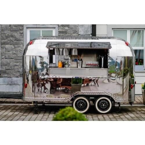 4M Length Airstream Concession Catering Trailer Stainless Steel Foodtruck Mobile Ice Cream Food Truck Caravan Camping Trailer