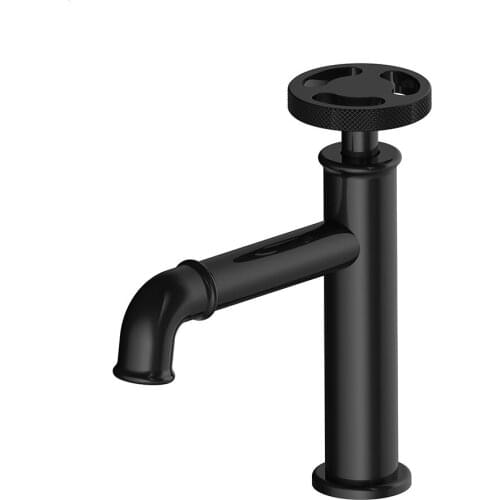 Basin Faucet Industrial Style Bathroom Vessel Sink Taps Brass Faucet Hotel Water Tap Bathroom Faucets Matte Black Deck Mounted