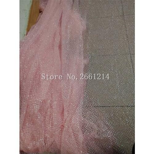 Beautiful dots shinning glitter Embroidered net Lace Fabric Glued Glitter tulle fabric for sexy dress BZL-4.2116 in light pink