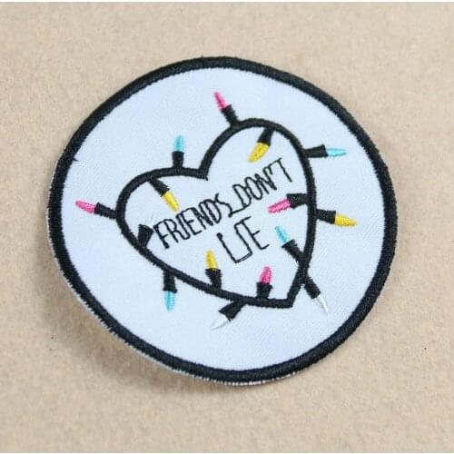 Round White Friend Do Not Lie Iron On Patches Sewing Embroidered Applique for Jacket Clothes Stickers Badge DIY Apparel Accessor