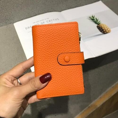 LOMANTINA New Fashion Cow Leather Key Wallet Keyring Zipper Coin Purse Women Men Small Short Money Change Bag Card Holders