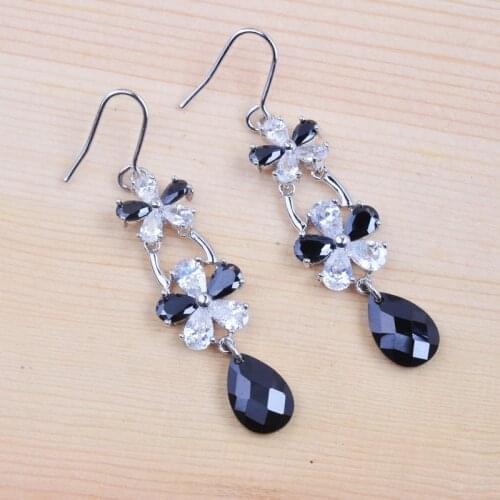 Fahion Black White Crystal Earring For Women Party Wedding Jewelry AAA Cubic Zirconia Drop Earrings 2020 New