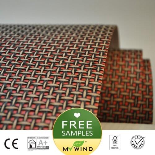 MY WIND Beige Paper Weaving Red Foil Background Wall Covering Special Wallpaper For Luxury Home