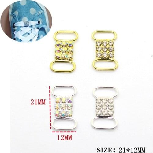 2Pc Shoelaces Buckle Rhinestone Sports Shoe Decorations Kits DIY Sneaker Metal Lace Lock Buckle Crafts Garment Sewing Accessorie