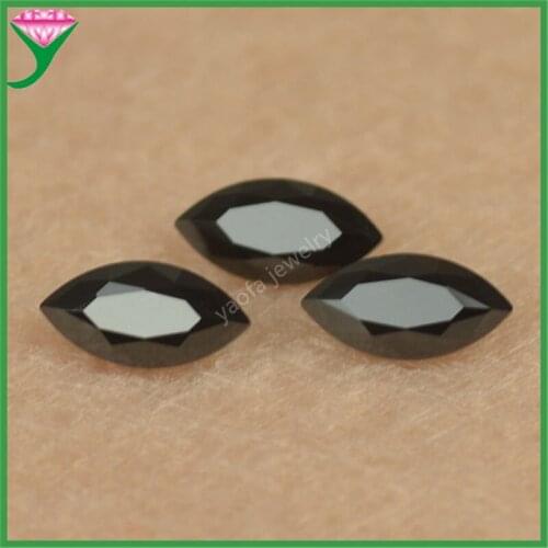 Wholesale 5A Wax Setting 1.5x3~6x12mm Black Color Gems Marquise Shape Machine Cut Synthetic Black Nano Stone For Jewelry