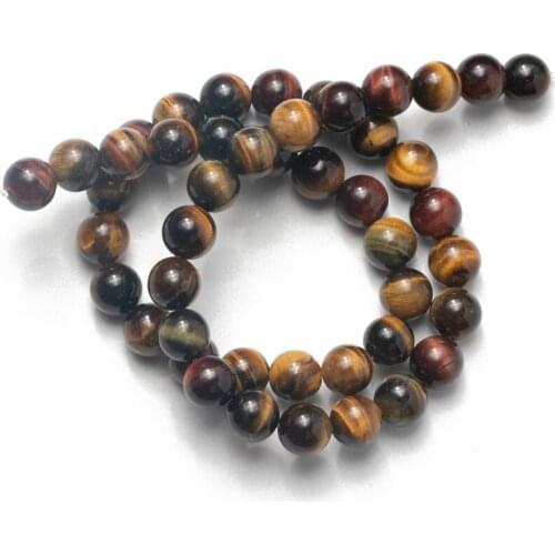 Wholesale Mixed Color Tiger Eye Natural Stone Round Loose Beads 4 6 8 10 12 14mm for Jewelry Making DIY Bracelet Necklaces