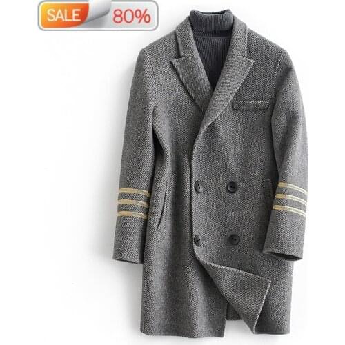 Real Wool Coat 2020 Autumn Winter Jacket Men Double-side Woolen Coats Mens Streetwear Overcoat Abrigo XCH19030 ND1433