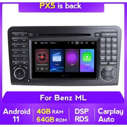 PX5 2 Din Android 11 For Mercedes ML W164 X164 ML350 ML300 GL500 ML320 ML280 GL350 Car Radio Stereo DVD Navigation GPS WIFI BT