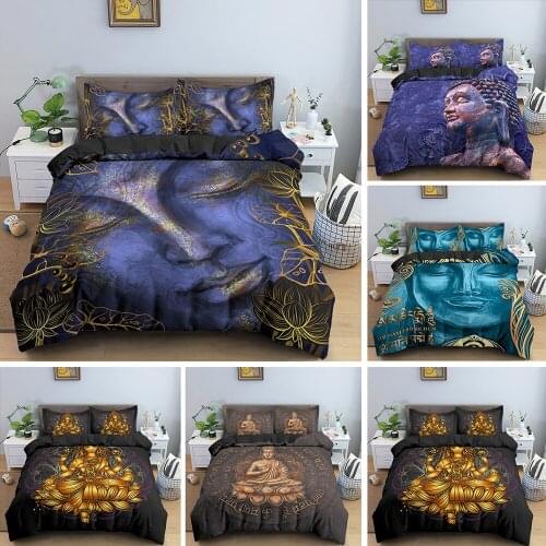 Lifelike Buddha Bedding Set Mandala Duvet Cover With Pillowcase Bedclothes Twin King Size Bohemian Quilt Bed Cover Sets 2/3 PCS