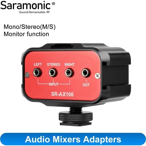 Saramonic SR-AX100 Microphone Audio Mixer & Cold Shoe Mounting Hub for DSLR Cameras & Camcorders