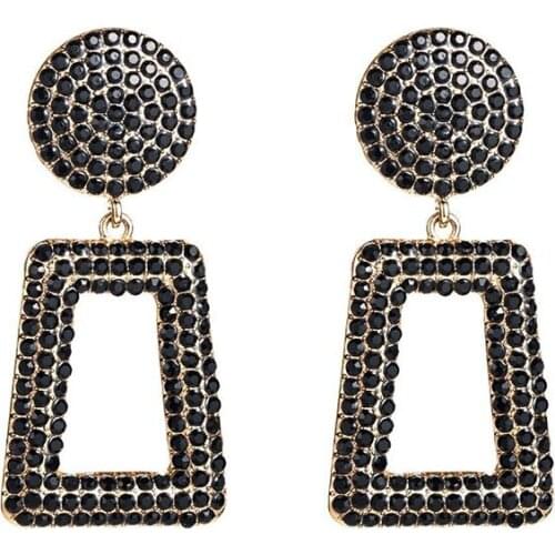 Earrings 2021 Trend Bts Kpop Accessories Vintage Fashion Diamond Inlay Geometry Square Shape Popular Money Jewelry-Accessories