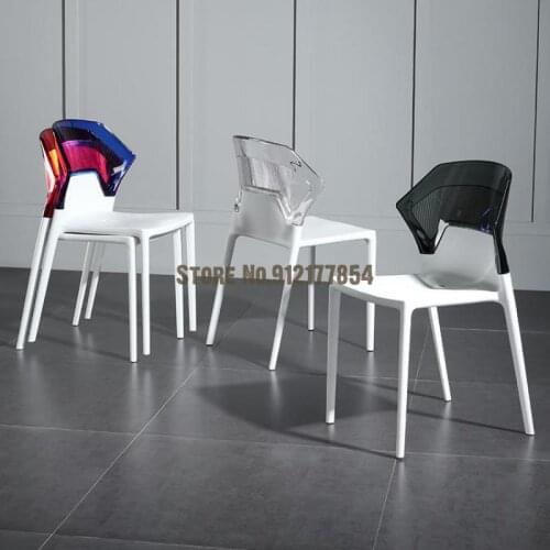 Net Red Backrest Plastic Simple Transparent Dining Chair Home Modern Creative Transparent Crystal Makeup Negotiation Chair