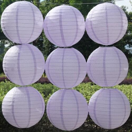 Light purple 4-6-8-10-12-14-16 Inch Festival Supplies Chinese Paper Lanterns For Party and Wedding Decoration Hanging Paper Ball