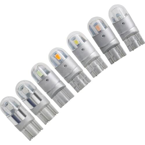 10PCS T10 W5W WY5W LED Signal Bulb 3030 2 SMD Auto Dome Reading License Plate Lights Interior Dome Bulb Super Bright White 12V