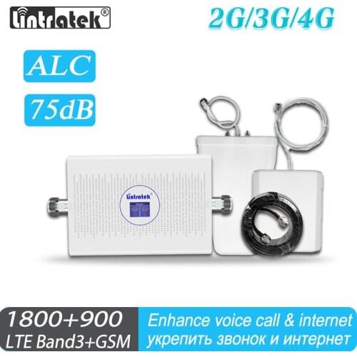 Lintratek Signal booster 2G 900 3G 1800 Cellular Signal Booster GSM DCS 1800MHz Repeater UMTS Amplifier 3G Antenna 10m Kit #40