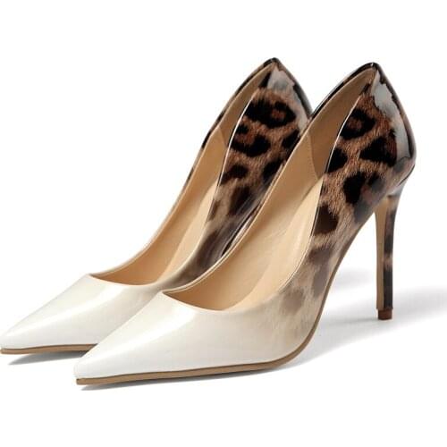 Womens shoes 2021 new fashion leopard print sexy heels thin heel soft soles comfortable single shoes large shoes