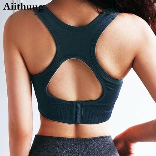 Aiithuug Women Padded Sports Bra Longline Camisole Crop Tank Tops Seamless Workout Fitness Yoga Bras Yoga Running Fitness Under