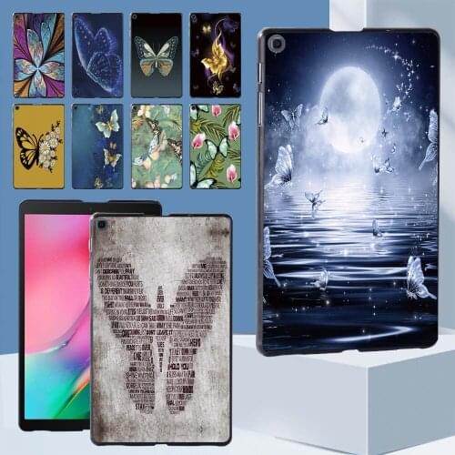 Butterfly Pattern Hard Shell Case Cover for Samsung Galaxy Tab A 8.0 (2019) T290 T295 Tablet Durable Shell Case+Free Stylus