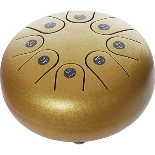 1pc Mini 6in Tongue Drum C Key W/ Drum Mallets Notes Stickers Kids Gift Golden