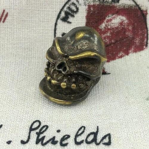 1PC Wicked Ugly Skull Retro Brass Copper EDC Paracord Beads Knife Beads Umbrella Rope Cord Necklace Bracelet Lanyard Pendants