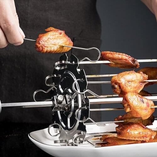 10 fork BBQ Steel Metal Roaster Rotisserie Skewers Needle Cage Oven Kebab Maker Grill Barbecue Without Middle Rotating Rod WF