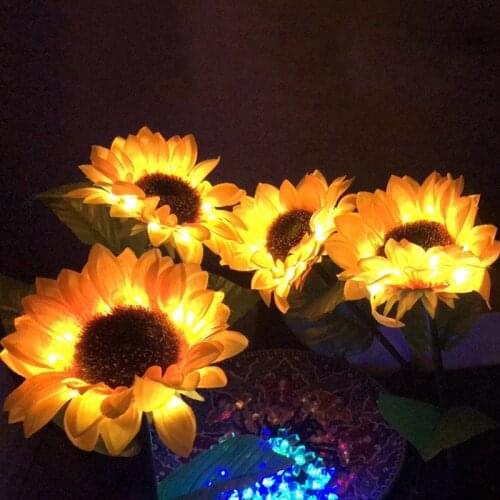 2Pcs Sunflower Style Sloar LED Lawn Light Outdoor Waterproof Flowers Lamp for Courtyard Garden Lighting Christmas Decor