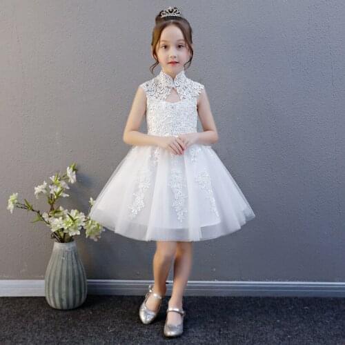 2021 Backless Kids Dresses For Party Wedding Birthday Children Pageant Gown Appliques Lace Girls Princess Dress Children Clothes