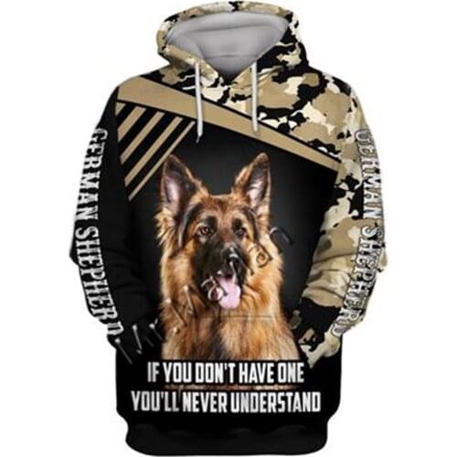 2021 Fashion Animal German Shepherd Dog 3D Printed Hoodie Men Women Ropa Casual Pet Dog Designs Hooded Coat Drop Shipping QW-028