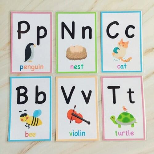 26Pcs/Set ABC Alphabet English Learing Flash Card Educational Toys For Children English Word Reading Card Kids Pocket Cards gift