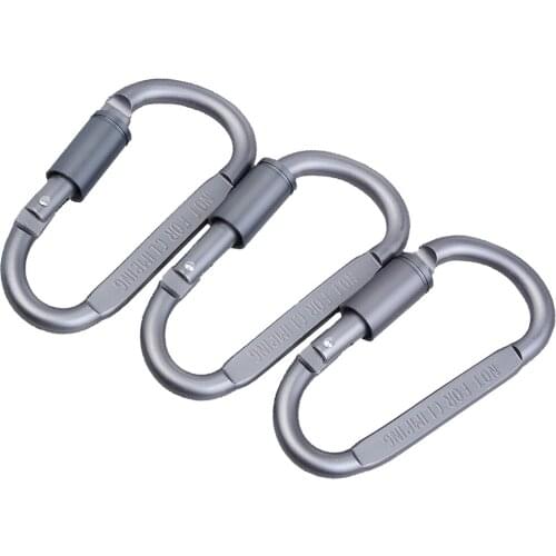 3pcs Durable Metal Screw Carabiners Keychain Hook D Type Water Bottle Buckle