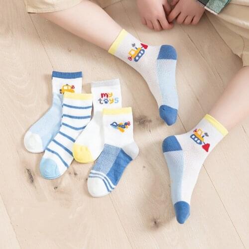 5pair/Lot Children Kids Boys Girls Socks Spring Thin Mesh Rocket Earth Print Cotton Cute Socks For Baby Toddle 1-12Year