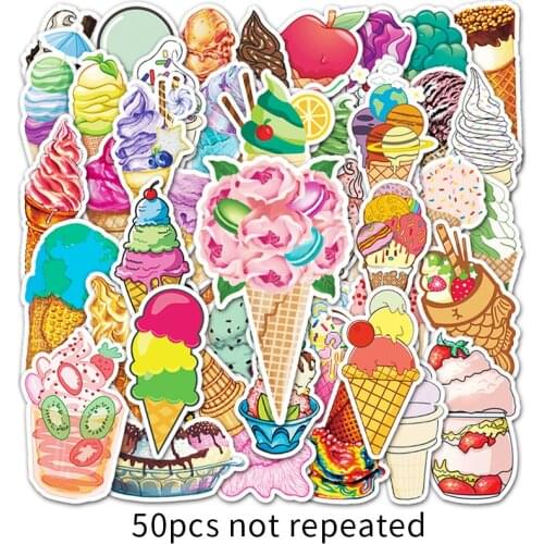 50PCS/Pack Rainbow Ice Cream Graffiti Stickers for Girl Children Toys DIY Laptop Fridge Phone Skateboard Suitcase Decal Sticker