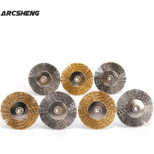 10Pcs Dremel Accessories 25 mm Steel or Brass Rotary Brush Dremel Wire Wheel Brushes for Grinder Rotary Tools