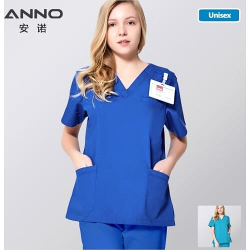 ANNO Scrubs Set Clinics Suit Nurses Uniform UniSex Scrubs Clinical Clothes Blue Clothing Nursing Uniforms Hospital Form