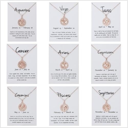 White Card Popular 3D Stereo Environmental Protection 12 Constellation Necklace Pendant Ornaments Wholesale