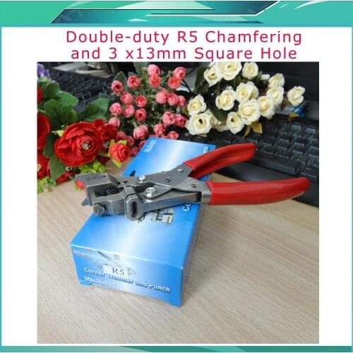 Free shipping PVC card chamfering flat hole punch R5 corner+3 x13mm square plier double use for the mobile phone film