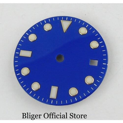 BLIGER High Quality Blue 28.5mm Watch Dial Gold Edge With Date Window Fit MIYOTA Auto Movement