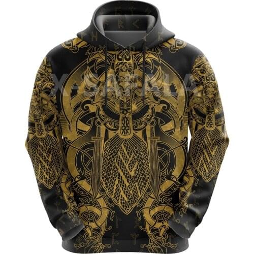 X-Safala Viking Tattoo Raven Odin 3D All Printed Hoodie Man Women Harajuku Outwear Zipper Pullover Sweatshirt Casual Jacket
