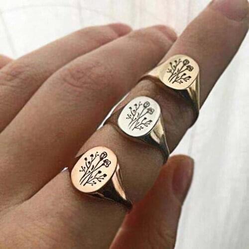 Wholesale 3 Colors Fashion Rose Metal Womens Ring Jewelry Simple Party Female Rings Hand Accessories Size 5-11