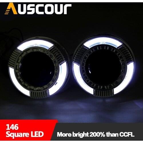 2pcs 3.0 inch led day running angel eyes mask cover bixenon hid Projector lens shrouds white color xenon kit headlight Modify