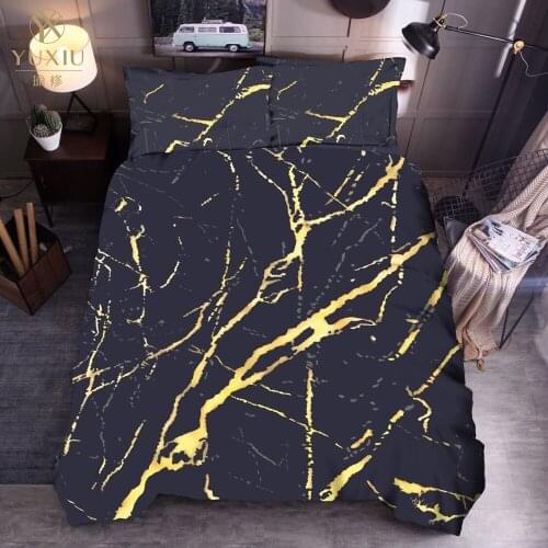 YuXiu luxury New Marbling Duvet Cover Sets Bedding Set Black Bed Linen Quilt Covers 3Pcs Twin Full Queen King Single