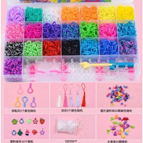 28 grid rainbow rubber band braider diyrubber band childrens knitting toy Bracelet rainbow rubber band set