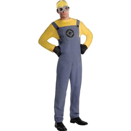 Halloween Costume For Men Adult minions Rompers Anime Cosplay Fancy Couple Party Wear Funny Jumpsuit With Hat Glasses