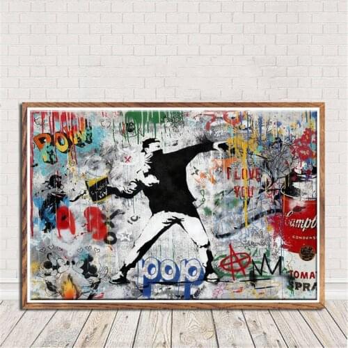 Colorful Graffiti Banksy Posters and Prints Pop Art Canvas Painting on The Wall Decoration Graffiti Pictures Living Room Mural