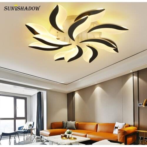 Led Chandelier Lustre 110V 220V Modern Chandelier Lighting for Living room Bedroom Dining room Kitchen Black&White Led Ceiling