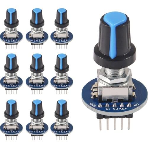 10pcs/lot Rotary Encoder Module for Arduino Brick Sensor Development Round Audio Rotating Potentiometer Knob Cap EC11