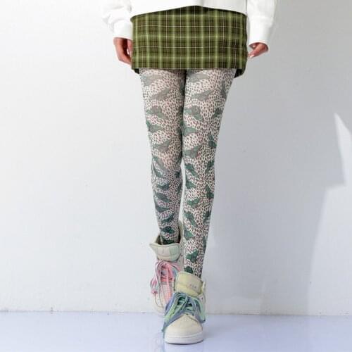 Punk Style Mens Blackish Green Moths Printed Women Pantyhose Dropship And Bulk