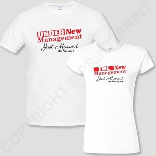 Wedding Marriage Honeymoon Under New Management Just Married Personalised Date 2019 Designs Men Summer Political T Shirts