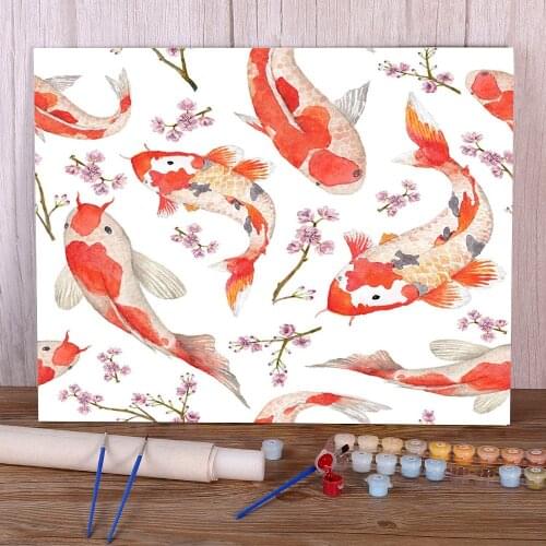 Animal Carp Paint By Numbers Complete Kit Acrylic Paints 50*70 Canvas Pictures New Design Kids Drawing