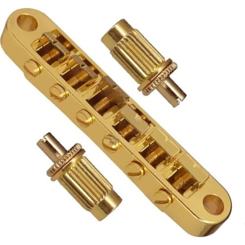 A Set of Gold 6 String Bridge For Electric Guitar With Black Saddle guitar accessories parts Musical instrument